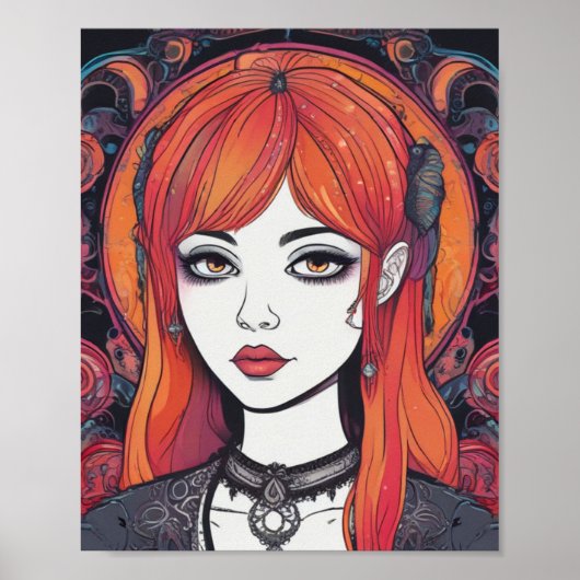 Gothic Reverie Sinaasappel Girl Poster (Voorkant)