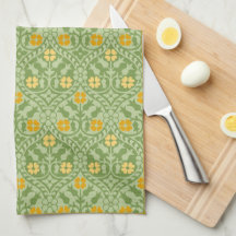 Gothic Revival Floral Kitchen Towel
