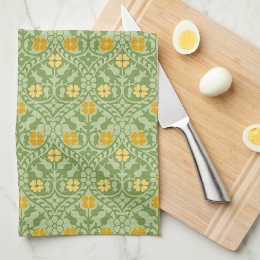Gothic Revival Floral Kitchen Towel Theedoek (Quarter Fold)