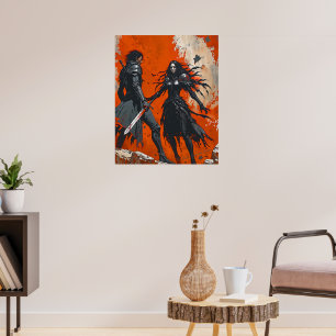 Gothic Ridder Duël Poster – Donkere Fantasie Kunst