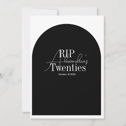 Gothic RIP 20s 30th Birthday Party Zwart-wit Kaart (Achterkant)