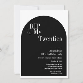 Gothic RIP 20s 30th Birthday Party Zwart-wit Kaart