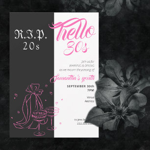 Gothic RIP 20s Hallo 30s Verjaardag Roze Zwart Kaart