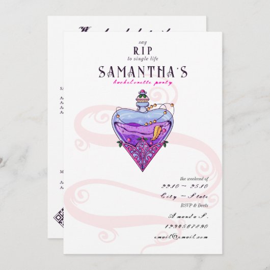 Gothic RIP to Single Life Hen Do Bachelorette Kaart (Voorkant / Achterkant)