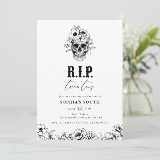 Gothic RIP Twenties 30th Birthday Invitation Kaart (Staand voorkant)
