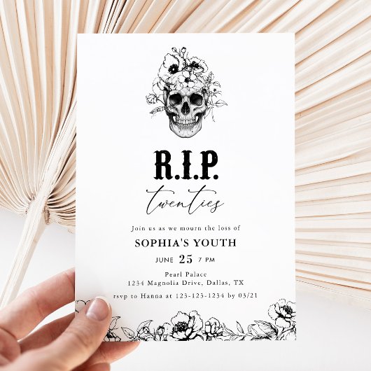 Gothic RIP Twenties 30th Birthday Invitation Kaart