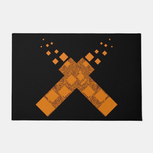 Gothic Ritual Cult Cross Black Oranje Pagan Fire Deurmat (Voorkant)