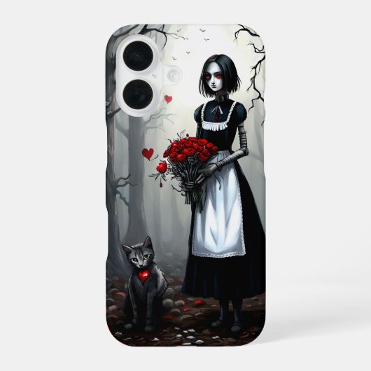 Gothic Robot Meisje iPhone 16 Hoesje (Achterkant)