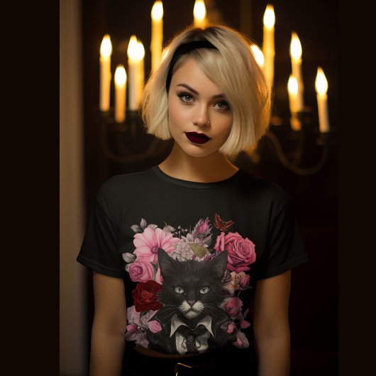 Gothic Rock Cat Rozen Dark Moody maar Schattige T-shirt