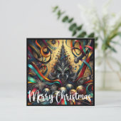 Gothic Rock Dark Metal Kerstboom Feestdagenkaart (Staand voorkant)