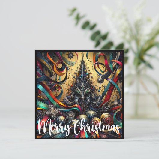 Gothic Rock Dark Metal Kerstboom Feestdagenkaart (Staand voorkant)
