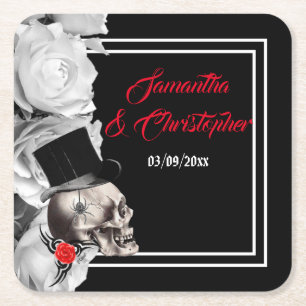 Gothic rock of biker black bruiloft kartonnen onderzetters