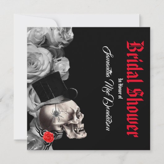 Gothic, rock of biker zwart roos vrijgezellenfeest kaart (Voorkant)