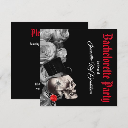 Gothic, rock of biker zwarte vrijgezellenfeest kaart (Voorkant / Achterkant)