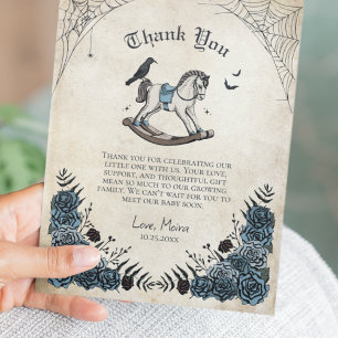 Gothic  Rocking Horse Baby shower Bedankkaart