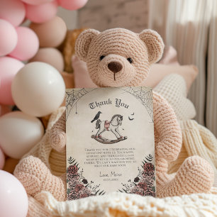 Gothic  Rocking Horse Baby shower Bedankkaart