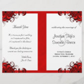 Gothic Rode Bloemen Bi-Fold Huwelijksprogramma Sja (Voorkant)