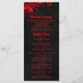 Gothic Rode Bloemen Zwart Chalkboard Trouwprogramm Programmakaart (Achterkant)