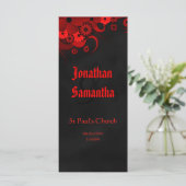 Gothic Rode Bloemen Zwart Chalkboard Trouwprogramm Programmakaart (Staand voorkant)
