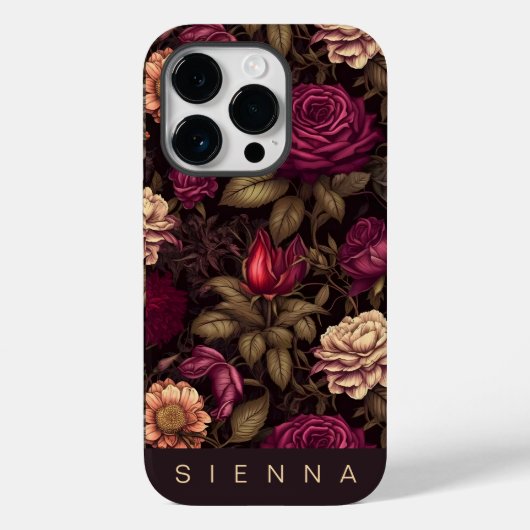 Gothic rode crème bloemmody bloemen Case-Mate iPhone case (Achterkant)