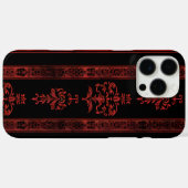 Gothic rode damasten streep telefoonhoes Case-Mate iPhone case (Achterkant (horizontaal))