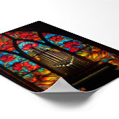 Gothic Rode Klaproos Kerk Pipeorgel Gebrandschilde Poster (Hoek)