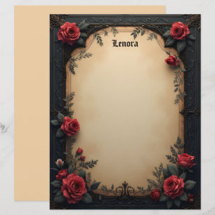 Gothic Rode Rozen Briefpapier