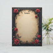 Gothic Rode Rozen Briefpapier (Staand voorkant)