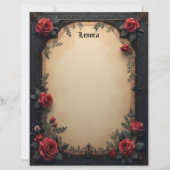 Gothic Rode Rozen Briefpapier (Voorkant)