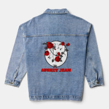 Gothic rode rozen denim jas