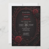 Gothic rode rozen Quinceañera Kaart (Voorkant)