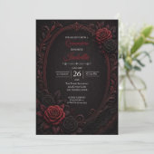 Gothic rode rozen Quinceañera Kaart (Staand voorkant)