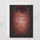 Gothic rode rozen Quinceañera Kaart (Voorkant)