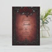 Gothic rode rozen Quinceañera Kaart (Staand voorkant)