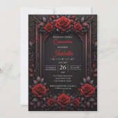 Gothic Rode rozen Quinceañera Kaart (Voorkant)