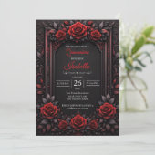 Gothic Rode rozen Quinceañera Kaart (Staand voorkant)