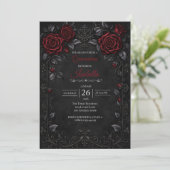 Gothic Rode rozen Quinceañera Kaart (Staand voorkant)