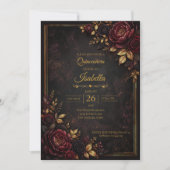 Gothic rode rozen Quinceañera Kaart (Voorkant)
