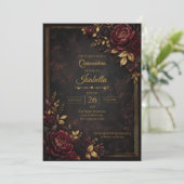 Gothic rode rozen Quinceañera Kaart (Staand voorkant)
