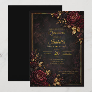 Gothic rode rozen Quinceañera Kaart