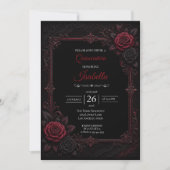 Gothic Rode rozen Quinceañera Kaart (Voorkant)