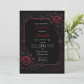 Gothic Rode rozen Quinceañera Kaart (Staand voorkant)