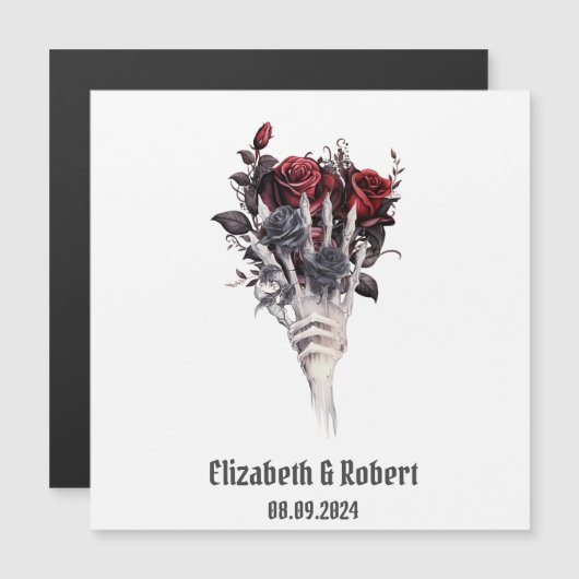 Gothic Rode Rozen Skelet Bruiloft  (Voorkant / Achterkant)