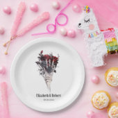 Gothic Rode Rozen Skelet Bruiloft  Papieren Bordje (Feest)