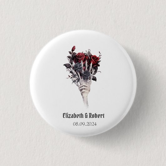 Gothic Rode Rozen Skelet Bruiloft  Ronde Button 3,2 Cm (Voorkant)