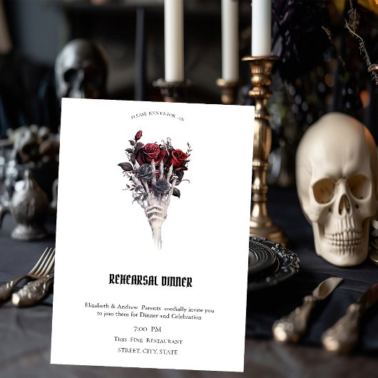 Gothic Rode Rozen Skelet Oefenavondeten   Kaart