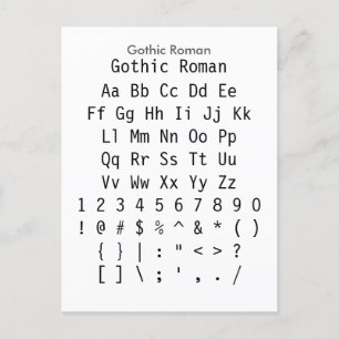 Gothic Roman - Zazzle Font Sampler Blad Briefkaart