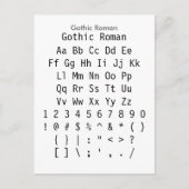 Gothic Roman - Zazzle Font Sampler Blad Briefkaart (Voorkant)