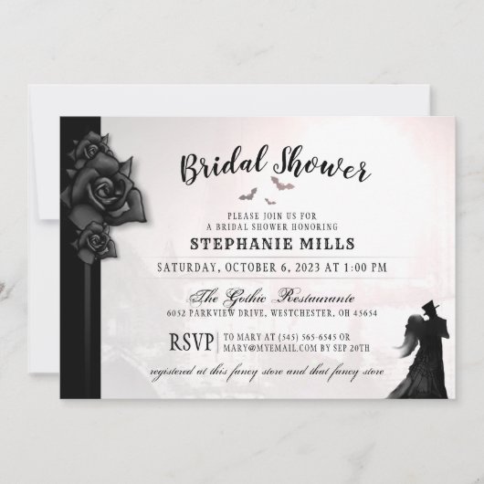 Gothic Romance Bridal Shower Invitation Kaart (Voorkant)