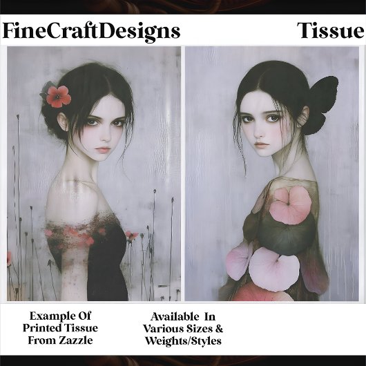 Gothic Romance Ethereal Women, Pair EX5 Decoupage Tissuepapier